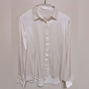 Lily Silk Ivory Button Up Shirt Size S